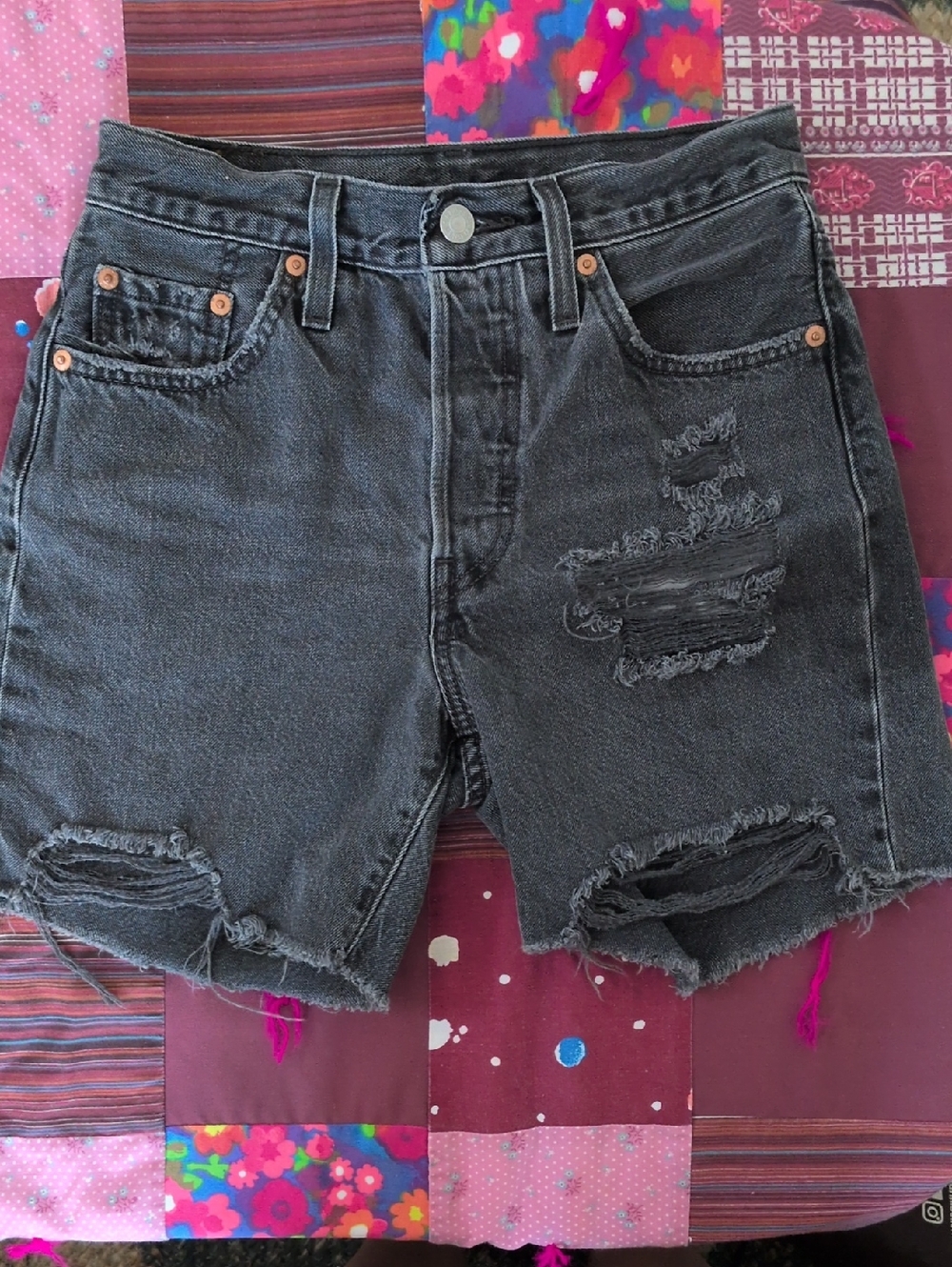 Classic 501 Faded Black Denim Shorts